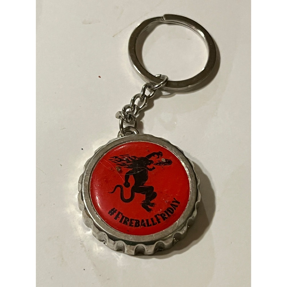 Fireball‎ Whisky Bottle Cap Keychain Opener Red Black Dragon #FIREBALLFRIDAY
